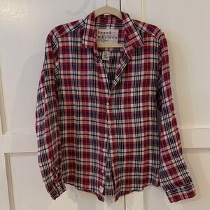 Frank & Eileen linen Classic Red and Blue Plaid Shirt size large